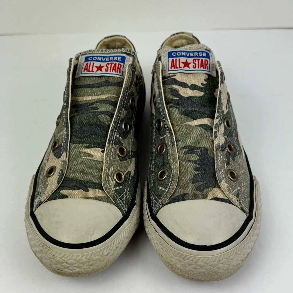 Converse All Star Shoes. Junior Size 2 unisex Camo Laceless Olive Khaki 660976C
